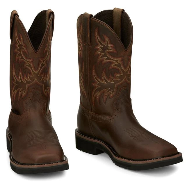 Men's Justin Original Work Boots 11" Driller Square Toe Steel Toe Waterproof 7 Men's Justin Original Work Boots 11" Driller Square Toe Steel Toe Waterproof - Image 7